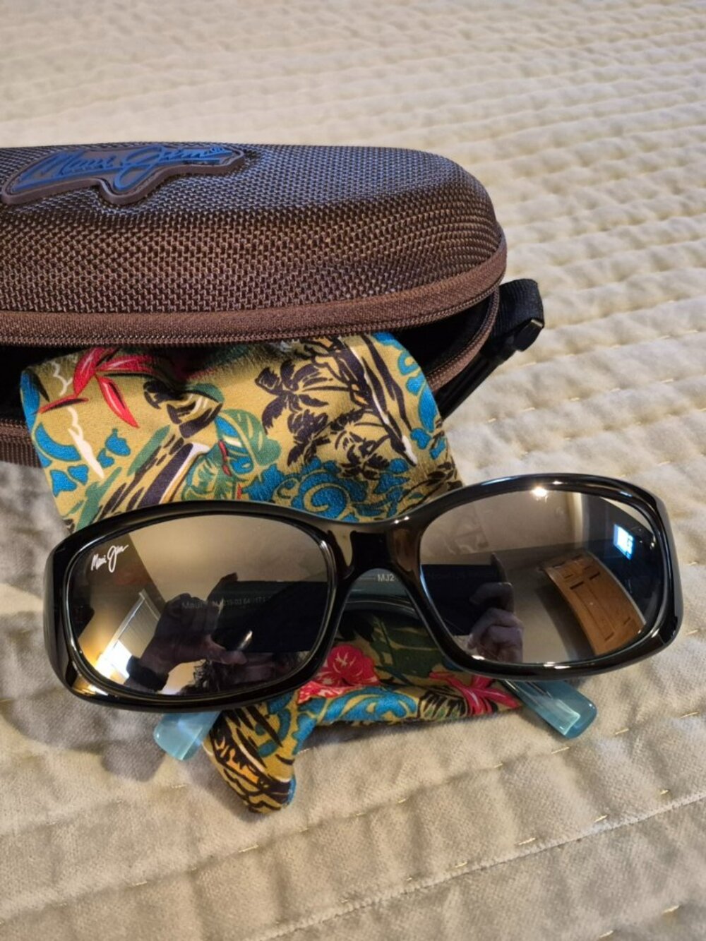Maui Jim Punchbowl MJ 219-03 Rectangle Black Polarized Sunglasses Gray Lenses